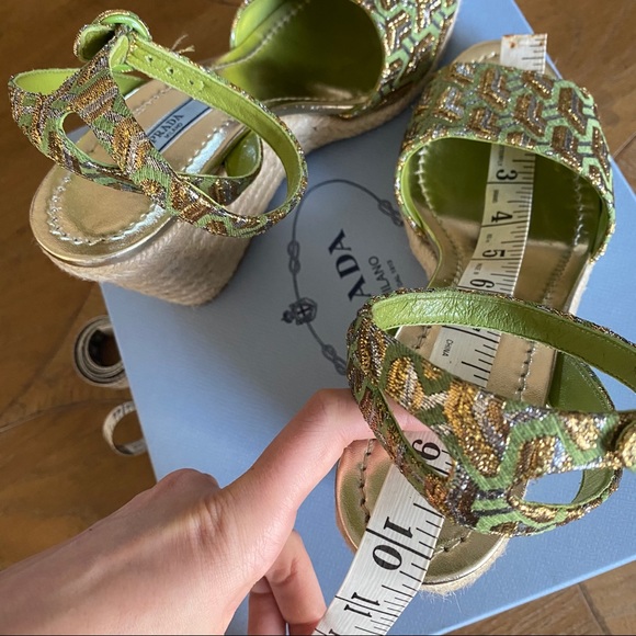 🇺🇸🇺🇦Prada Metallic Brocade Platform Espadrille Sandals - Picture 12 of 12